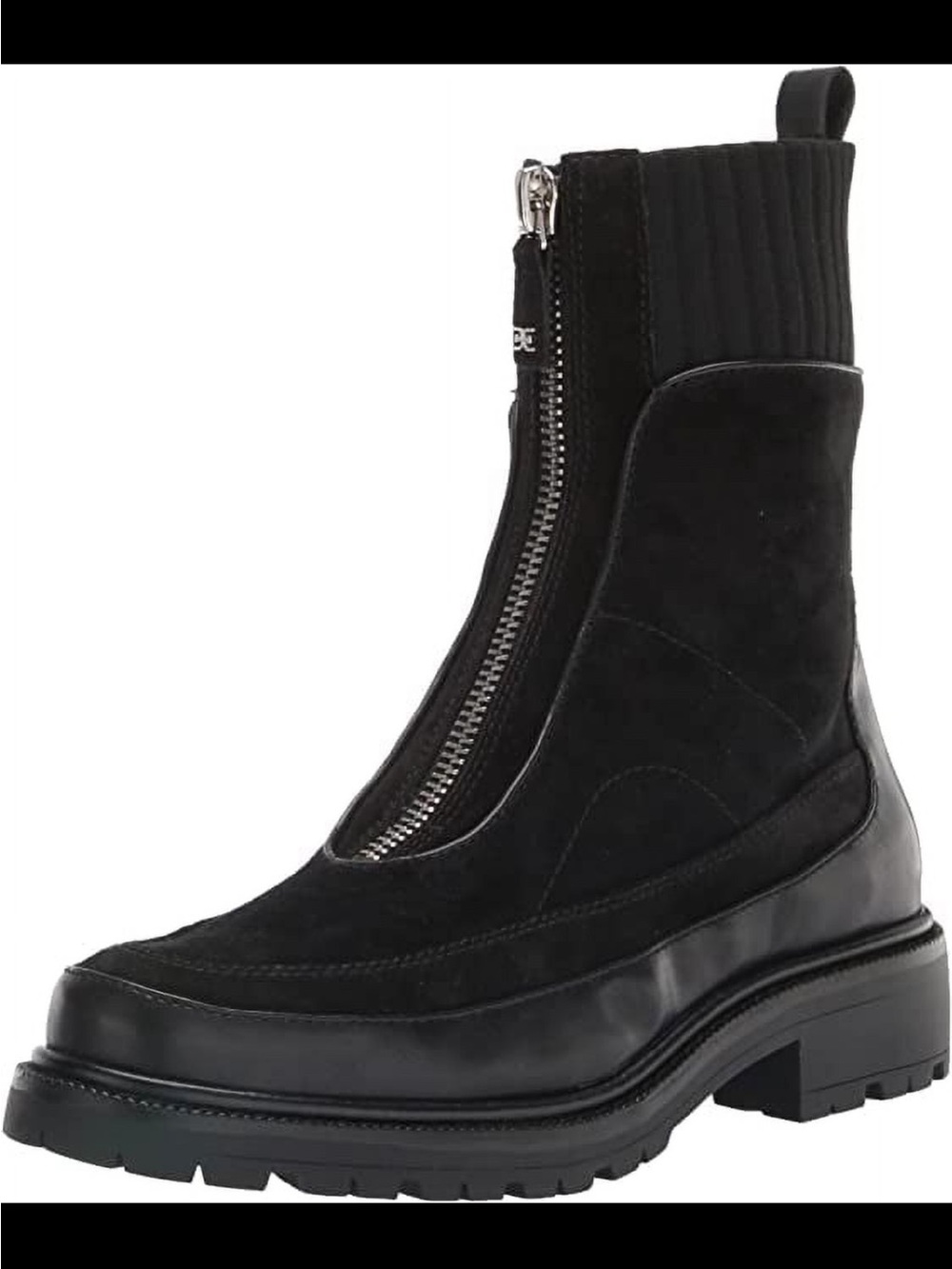 Sam Edelman Black Suede Front-Zip Chelsea Bootie